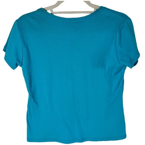 Surya Sequined Beaded Short Sleeve Turquoise Top Size M - Picture 3 of 4